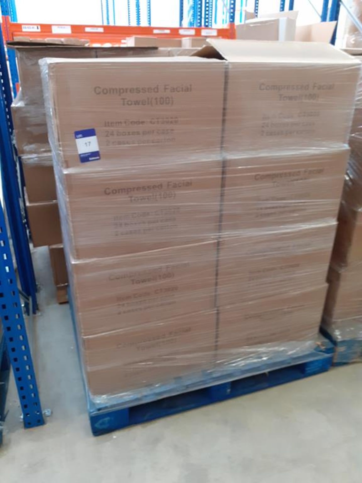 Pallet of Compressed Facial Towels (approx 16 boxes)