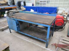 Steel Fabricated Wood Top Bench 1.8m x 800mm with No 5 Vice