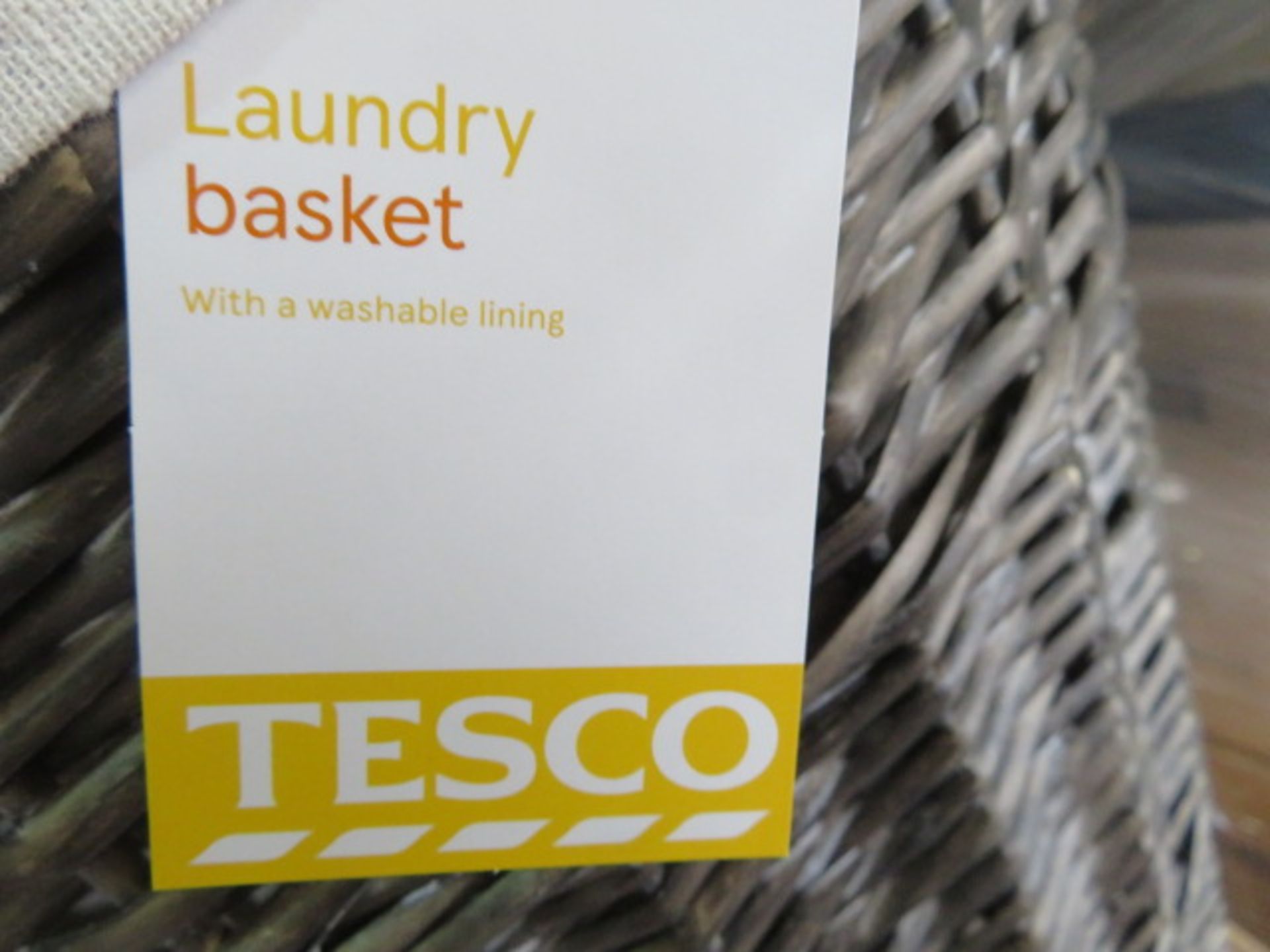 12 x Brand New & Boxed Tesco Wicker Grey Wash Laundry Baskets - Image 4 of 4