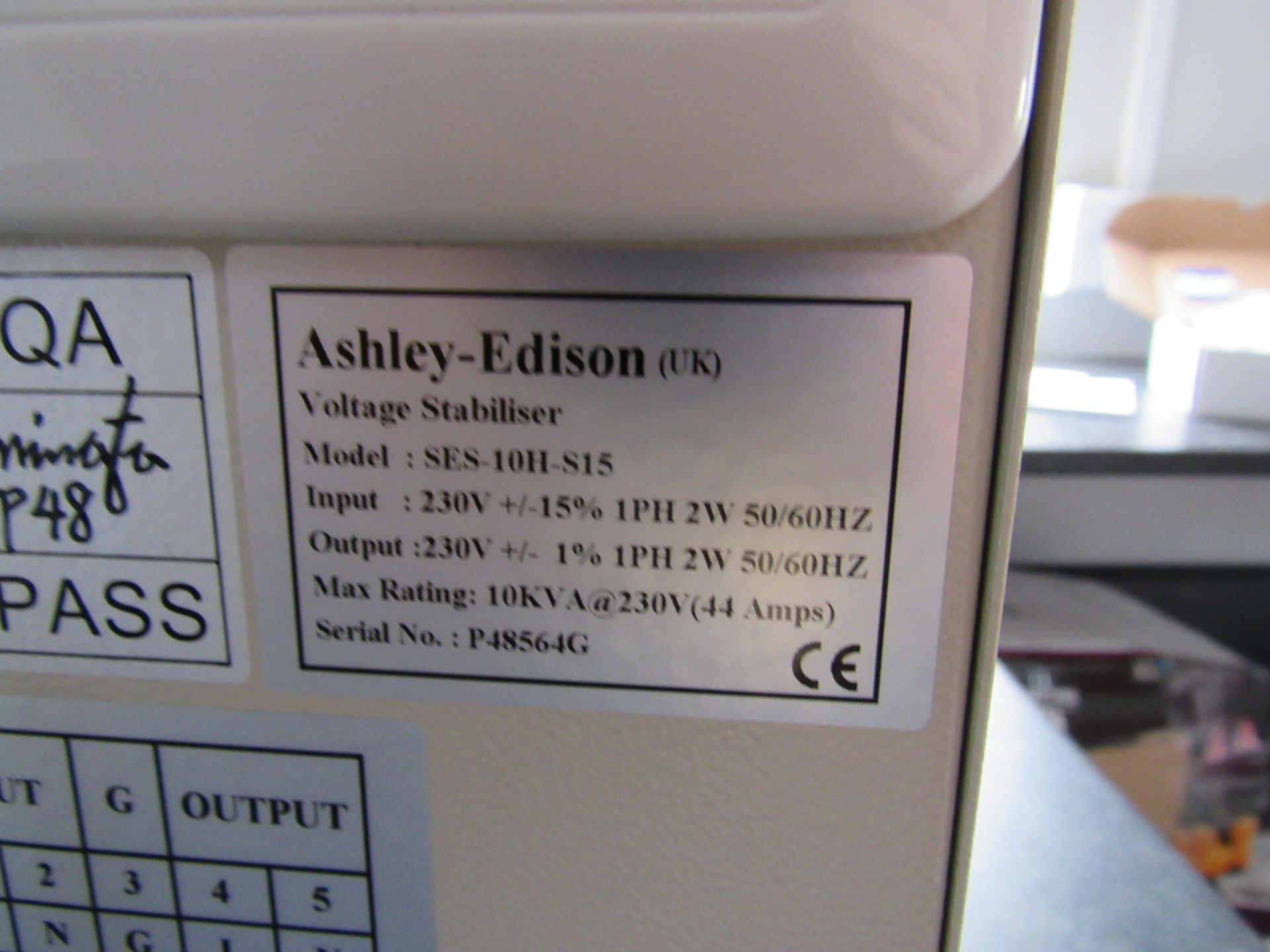 Ashley-Edison SES-10H-S15 Automatic Voltage Stabiliser - Image 3 of 3