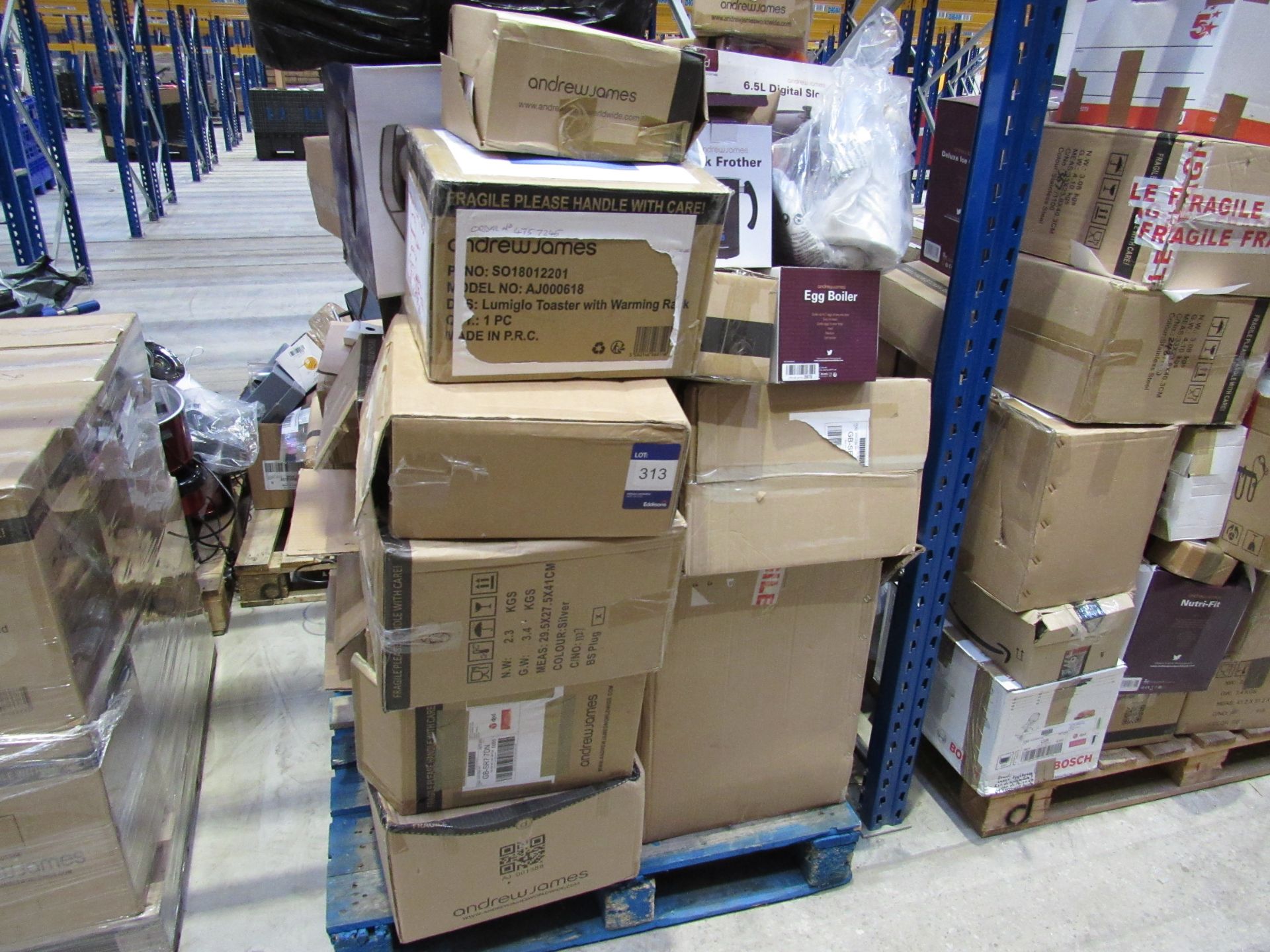 Quantity of Customer Returns to Pallet, items not tested. This lot may include both working and