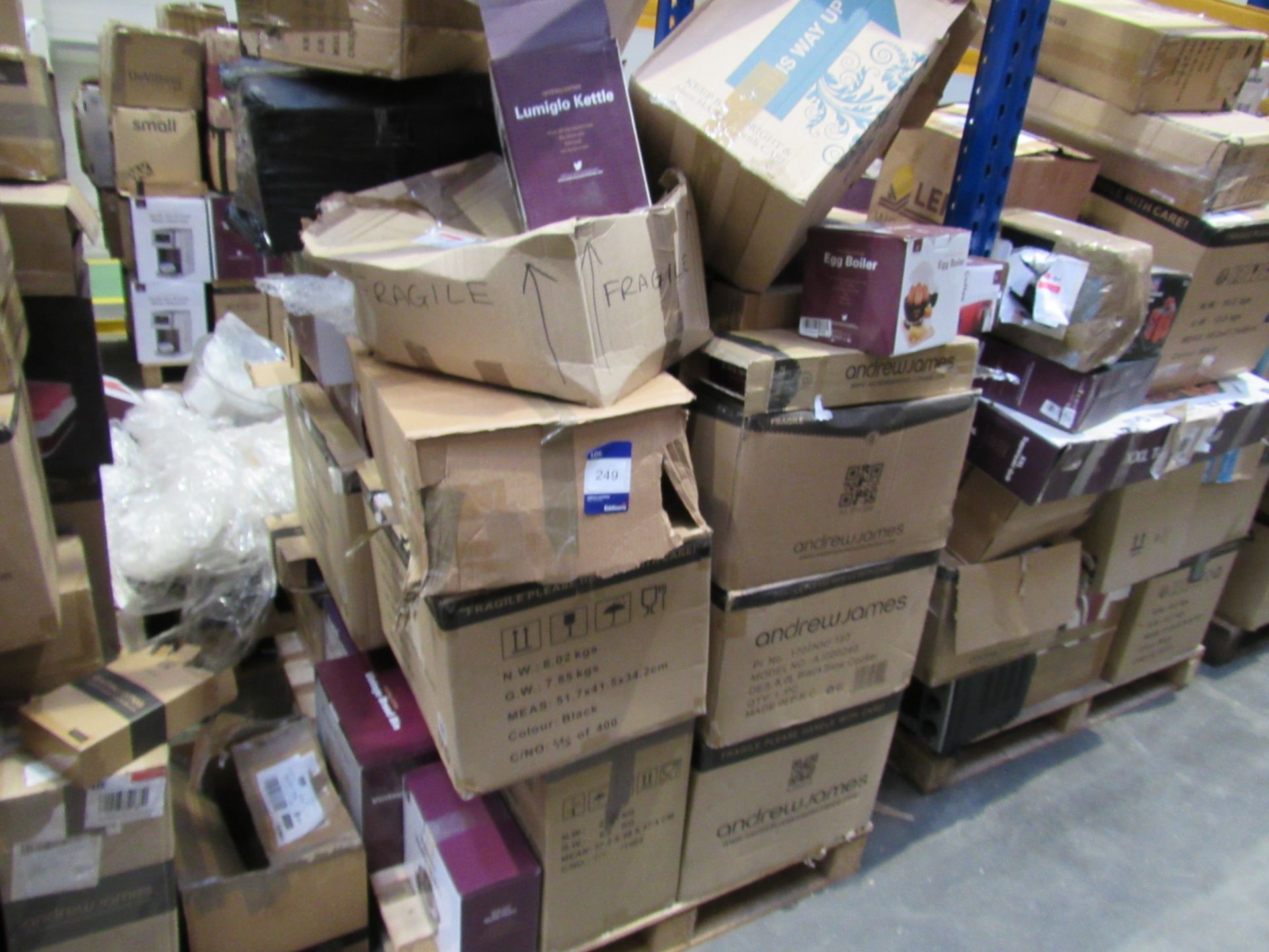 Quantity of Customer Returns to Pallet, items not tested. This lot may include both working and