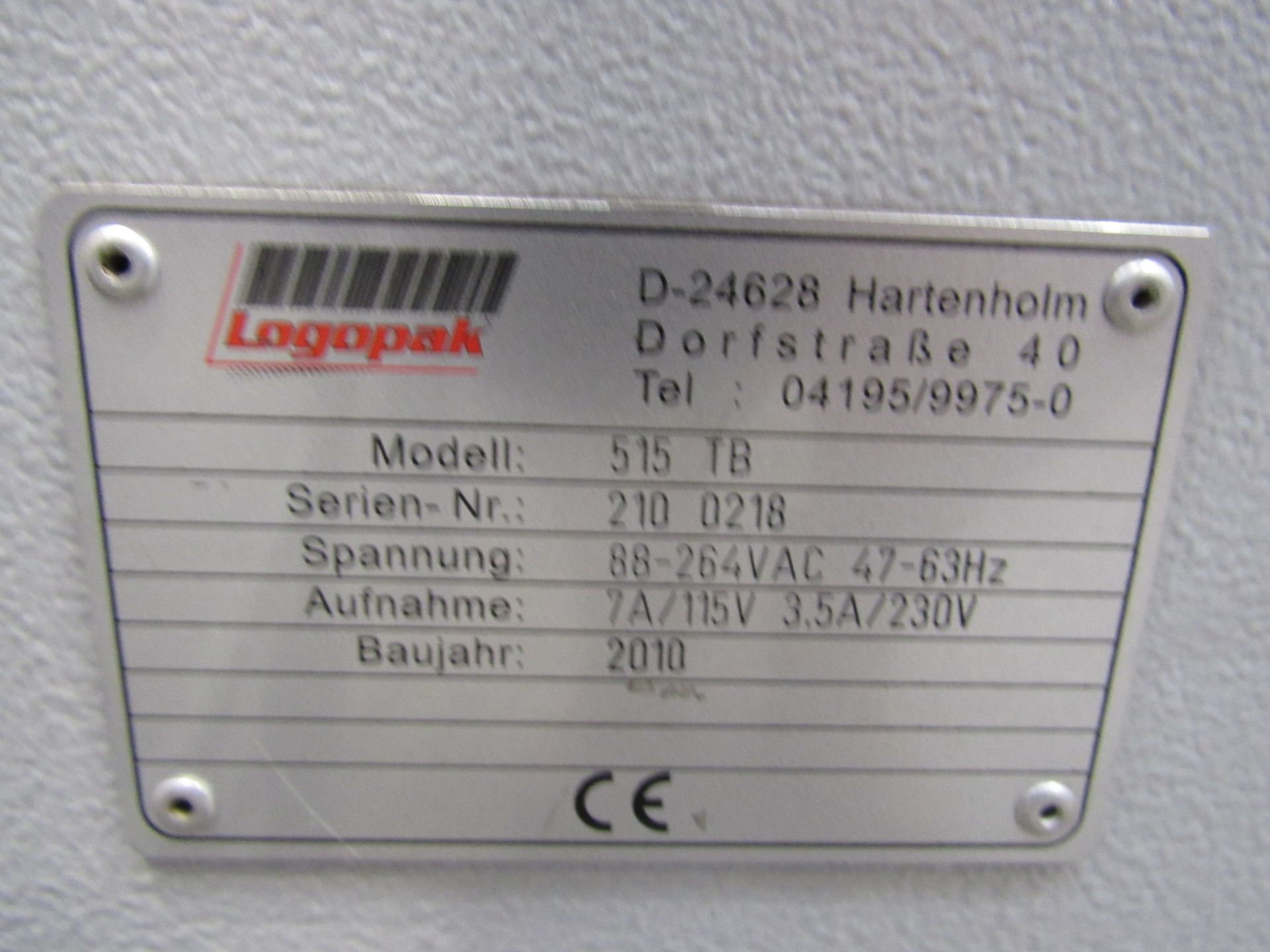 Logopak 515TB High Speed real-time print and apply labelling system, Serial Number 2100218, 2010 - Image 3 of 3