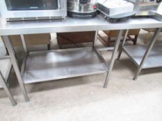 A S/Steel Preparation Table with Splashback and Under Tier