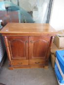 An Unusual Side Opening TV Cabinet with Two Drawers (H103cm, W102cm, D59cm) (est £30-£60) & A Wooden