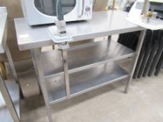 A S/Steel Preparation Table with 2 x Under tiers with Bottle Opener and Chipper