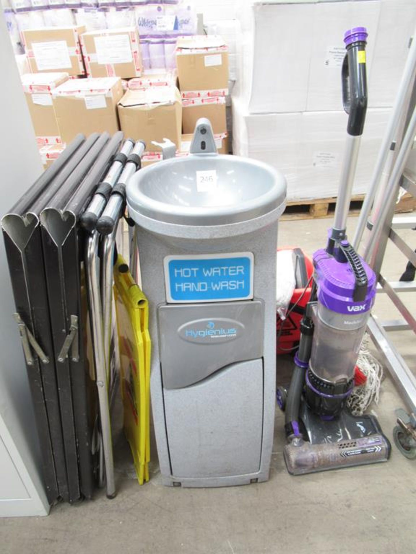 A Hygenius Water Fountain, A Vac Vacuum, Mop, Extendable Ladder, A boards etc