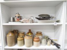 Earthenware Jars, Steins, Meat Plate etc