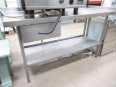 A S/Steel Preparation Table with Splashback, Under tier and Single Drawer