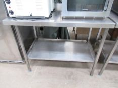 A S/Steel Preparation Table with Splashback and Under tier