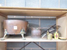 Metal items including copper & brass large bowl