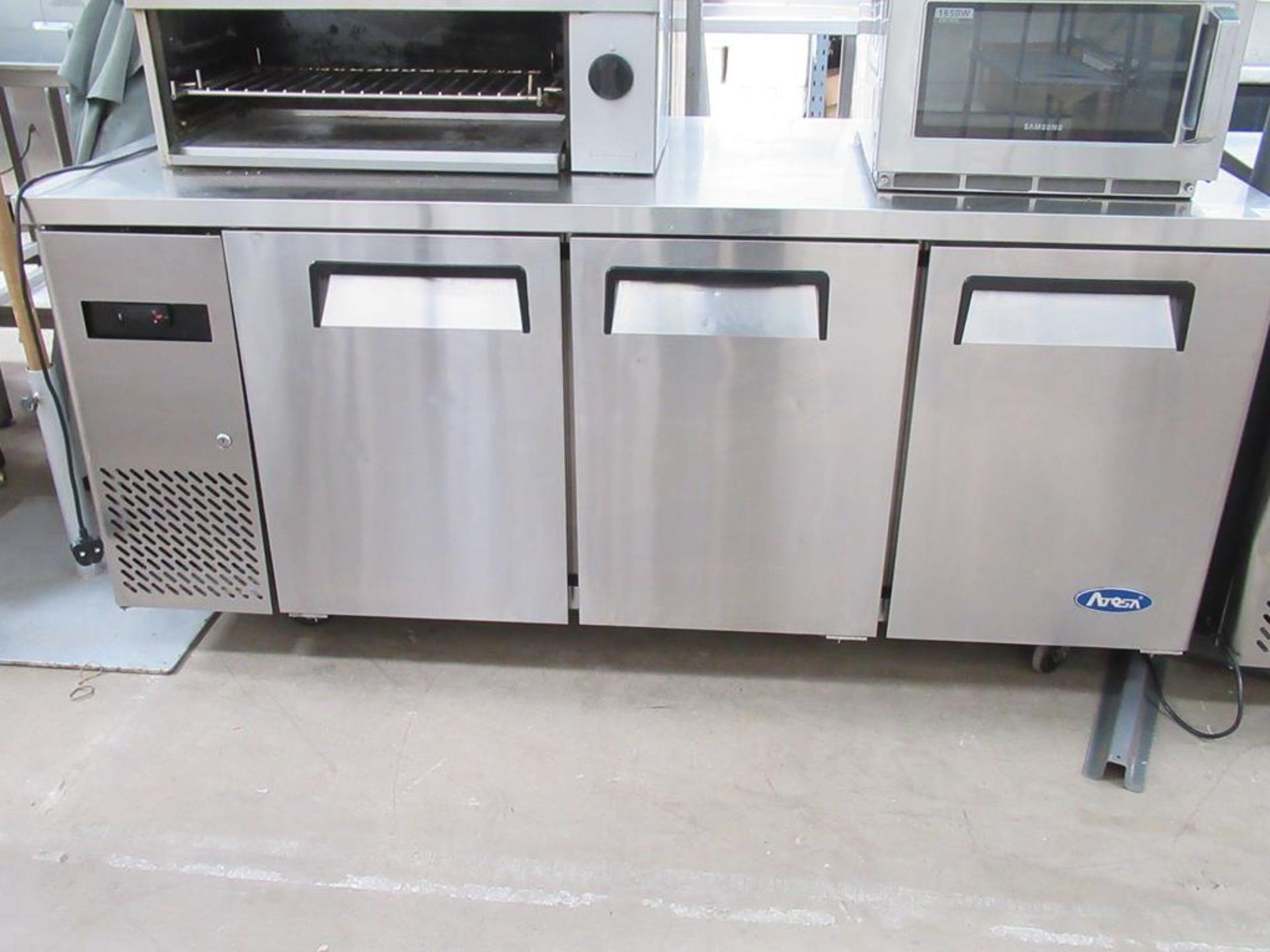 An Atosa S/Steel Counter Chiller on Castor Wheels