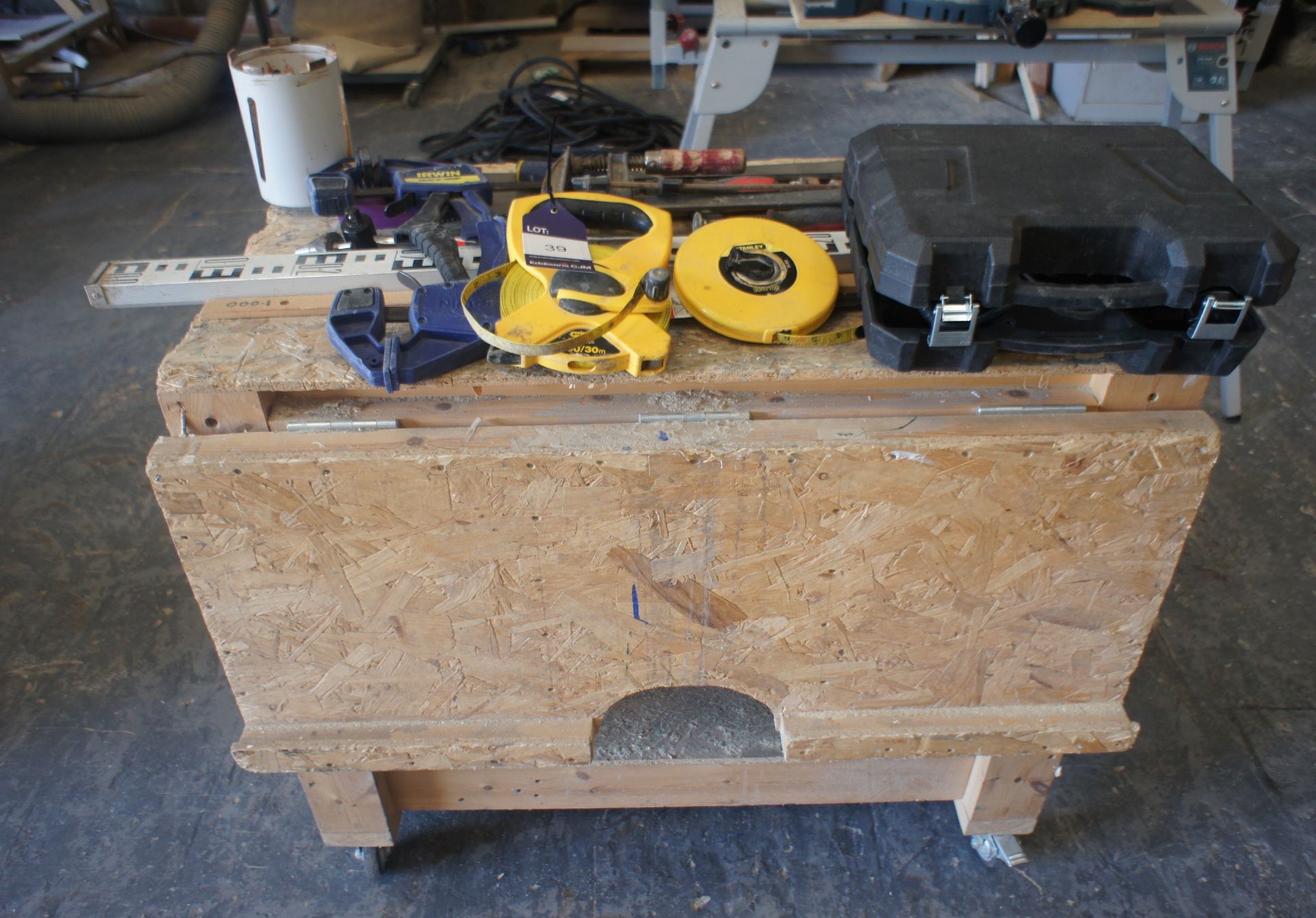 Mobile Workbench with Various Hand Tools, Clamps, Measures etc. - Image 4 of 5
