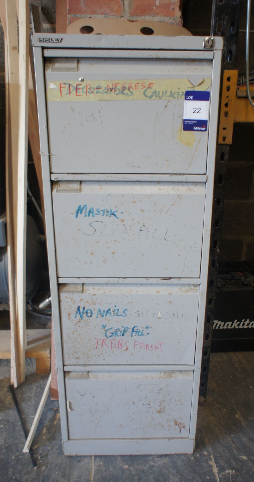 4 Drawer Metal Filing Cabinet & Contents