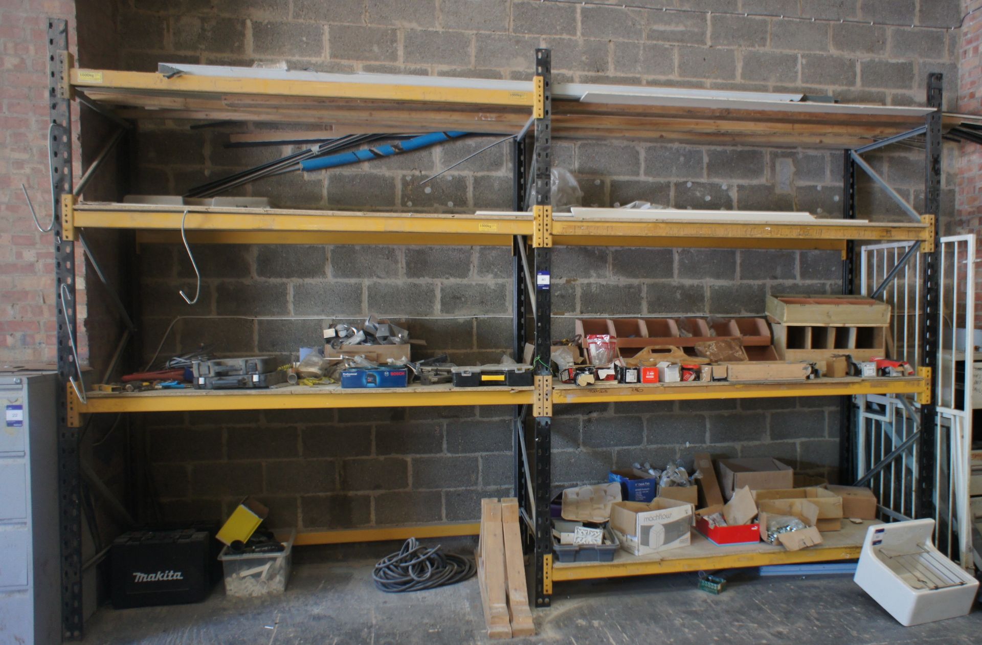 2 Bays of Pallet Racking comprising of 3 End Frames 3m, 12 Crossbeams 2.2m and Contents including