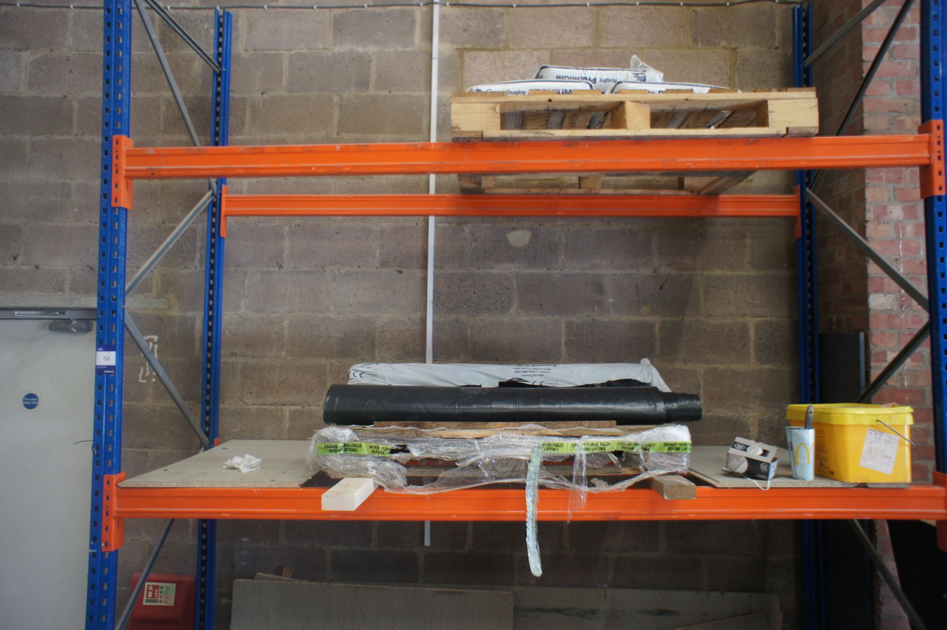 2 Bays Pallet Racking 4 Uprights 3.5m, 10 Crossbeams including 4 Bags Cement, 5 Rolls Visqueen, 5 - Image 2 of 7