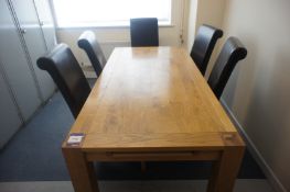 Oak Effect Dining Table and 6 Leather Effect Chairs