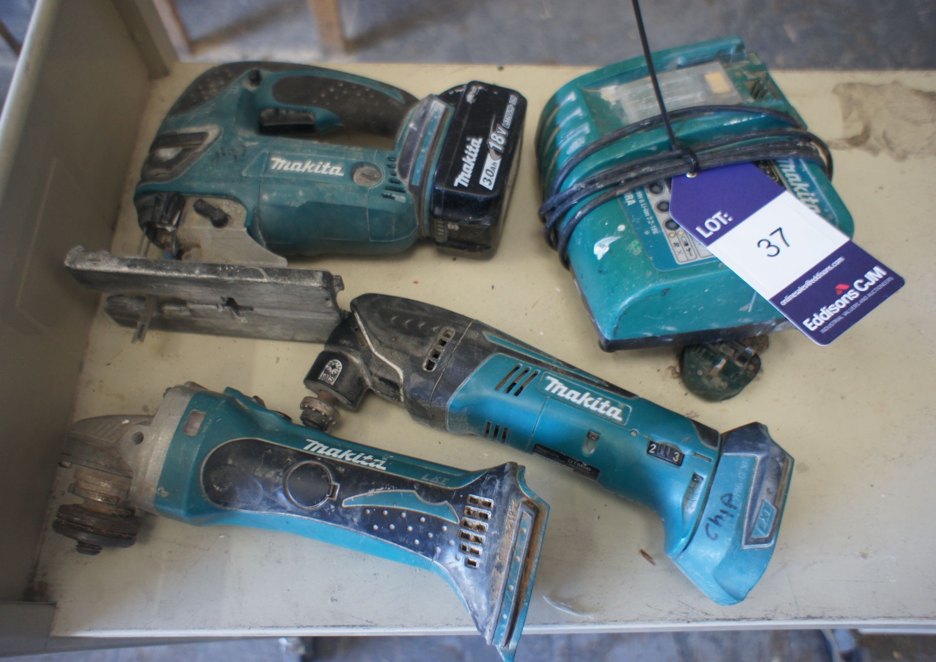 Makita Cordless Tools, Jigsaw, Angle Drill, Grinder, 1 x Battery & Charger