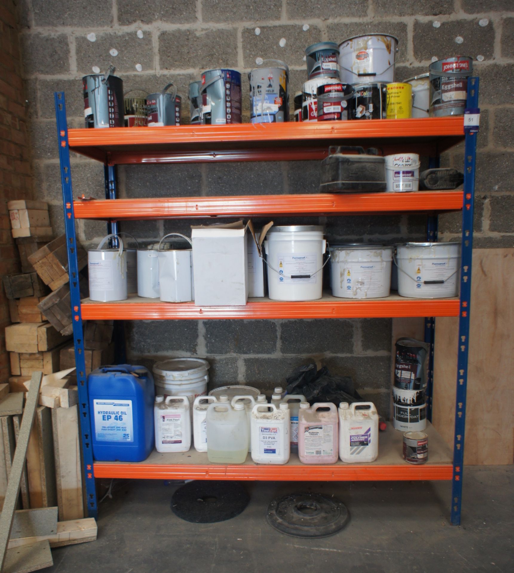 4 Tier Boltless Shelving & Contents Including Quantity of Paints, Solvents, Oils etc. - Image 2 of 4