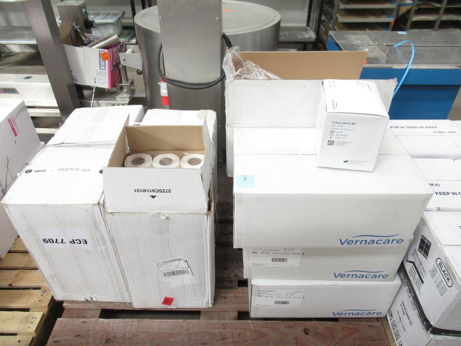 4 x boxes 9 x per box of white Couch Roll and 6 x boxes 6 per box Vernacare Cotton Balls size Large