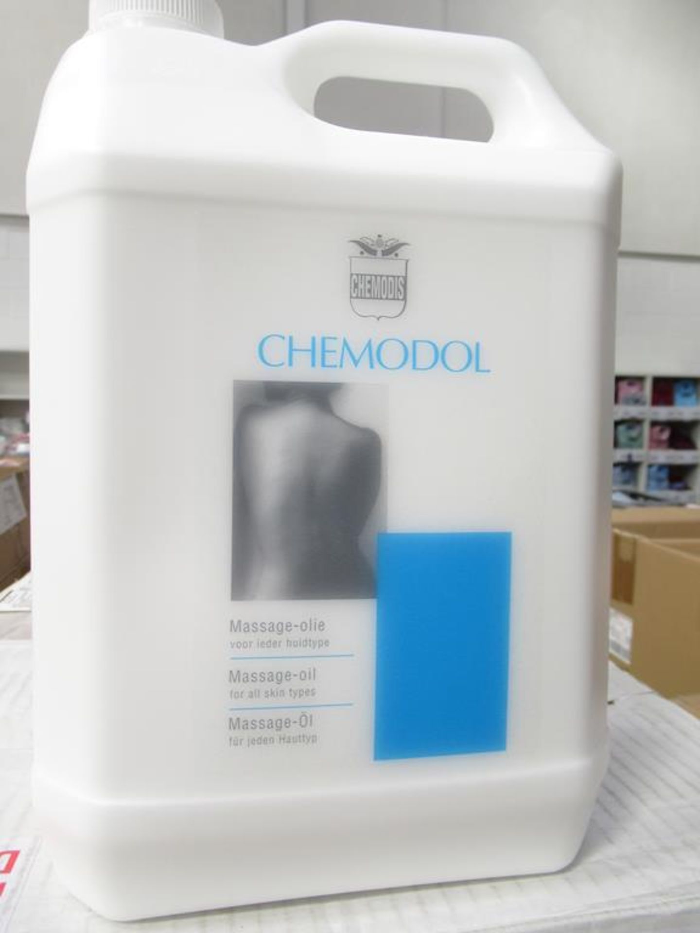 5 x boxes 4 per box of Chemodis Chemodol 5 litre Massage Oil "for all skin types" - Image 3 of 4