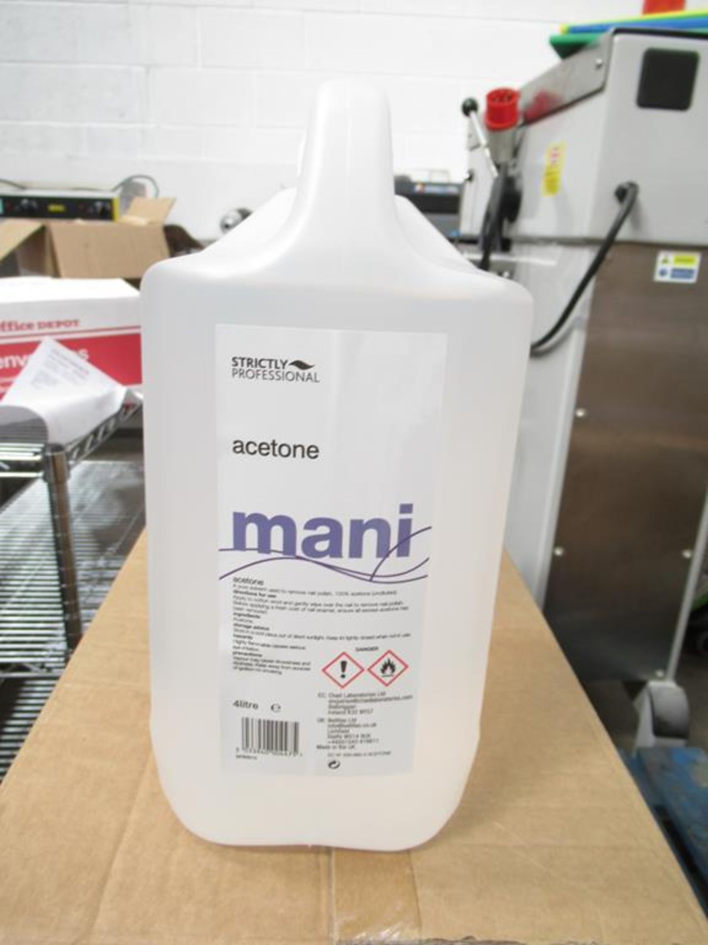 4 x boxes 4 x 4 litre bottles per box of Acetone Mani Pure Solvent Nail Polish Remover - Image 2 of 2