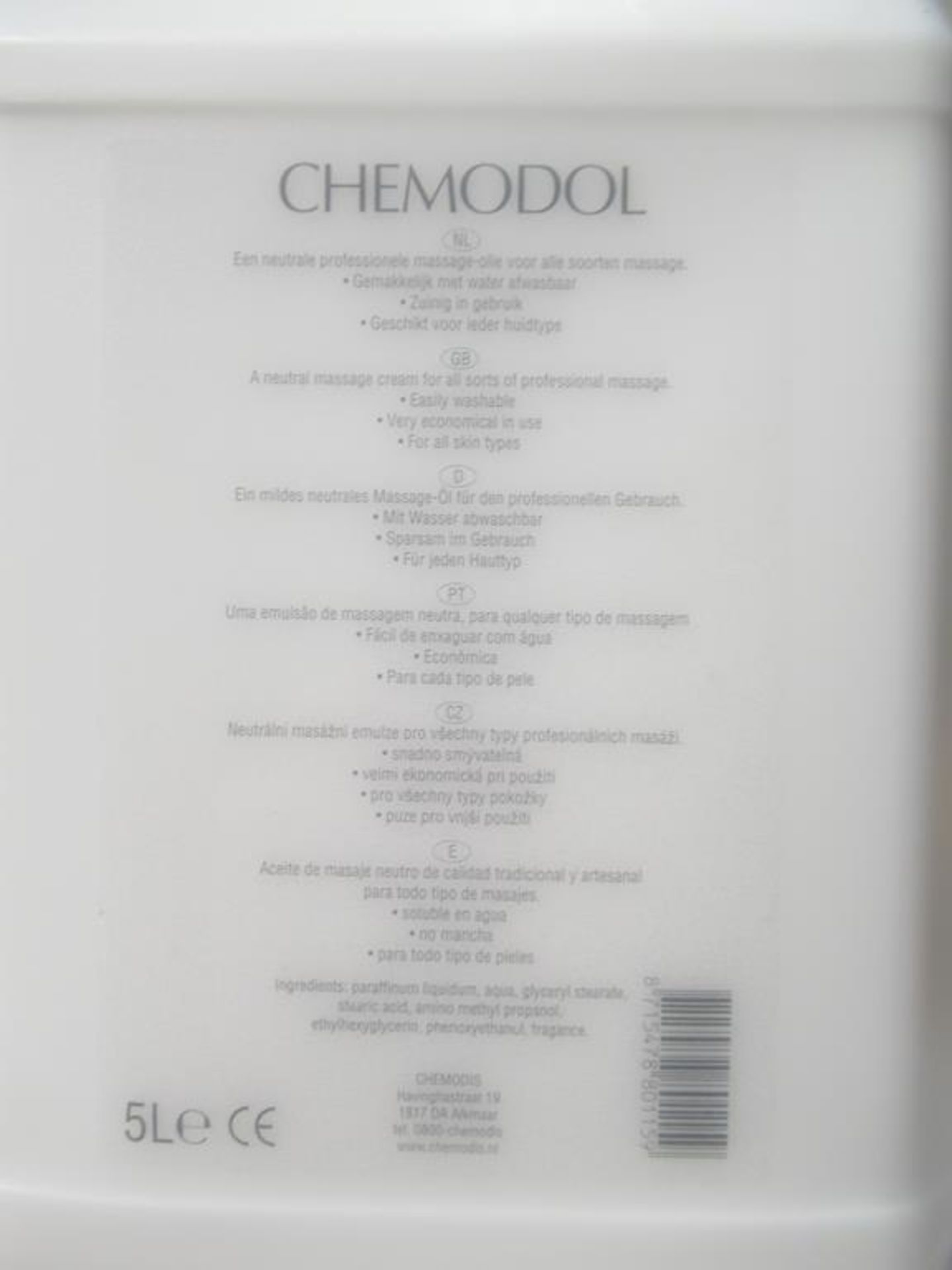 5 x boxes 4 per box of Chemodis Chemodol 5 litre Massage Oil "for all skin types" - Image 4 of 4