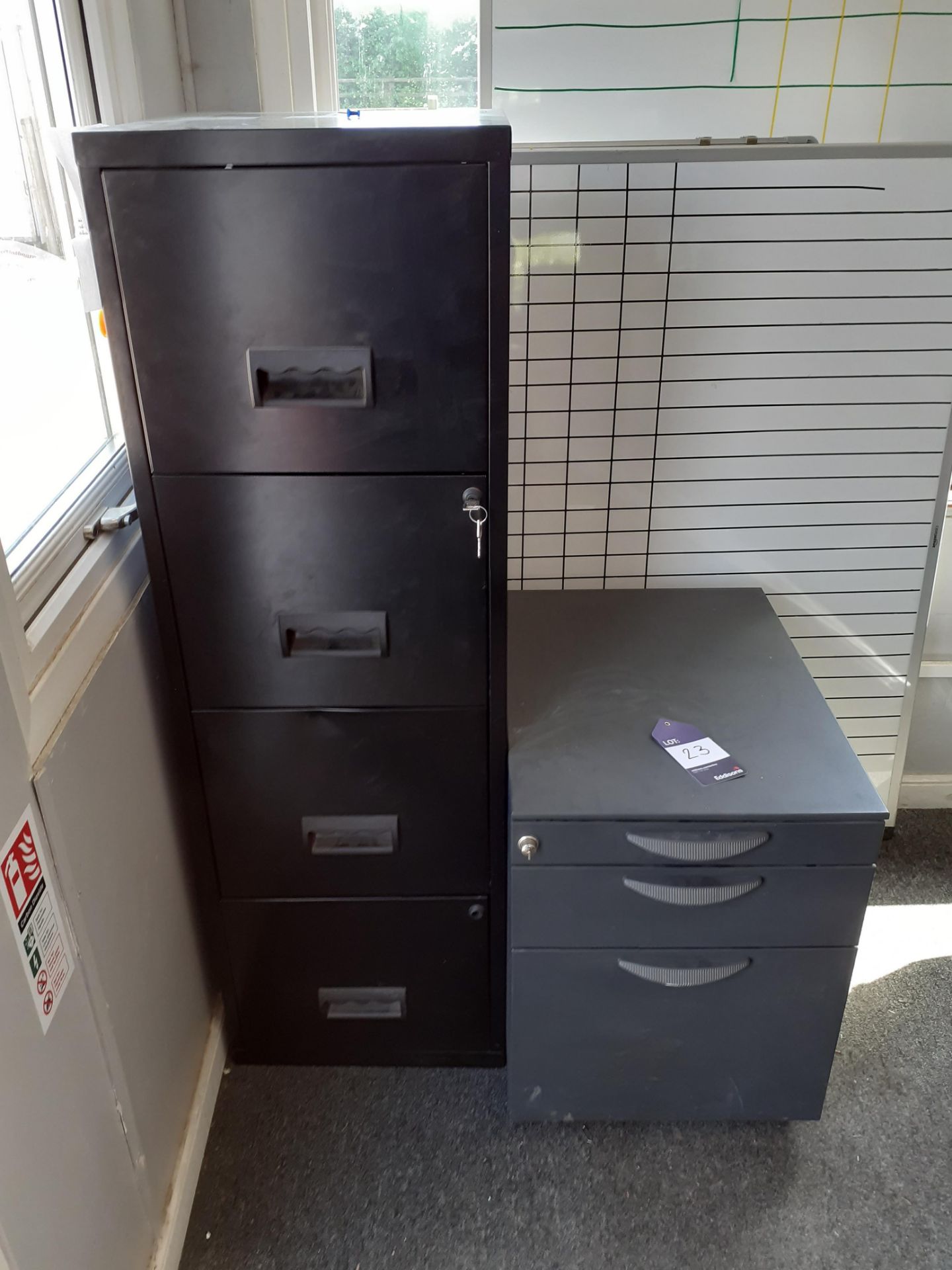 4 Drawer Metal Filing Cabinet and 3 Drawer Metal Pedestal