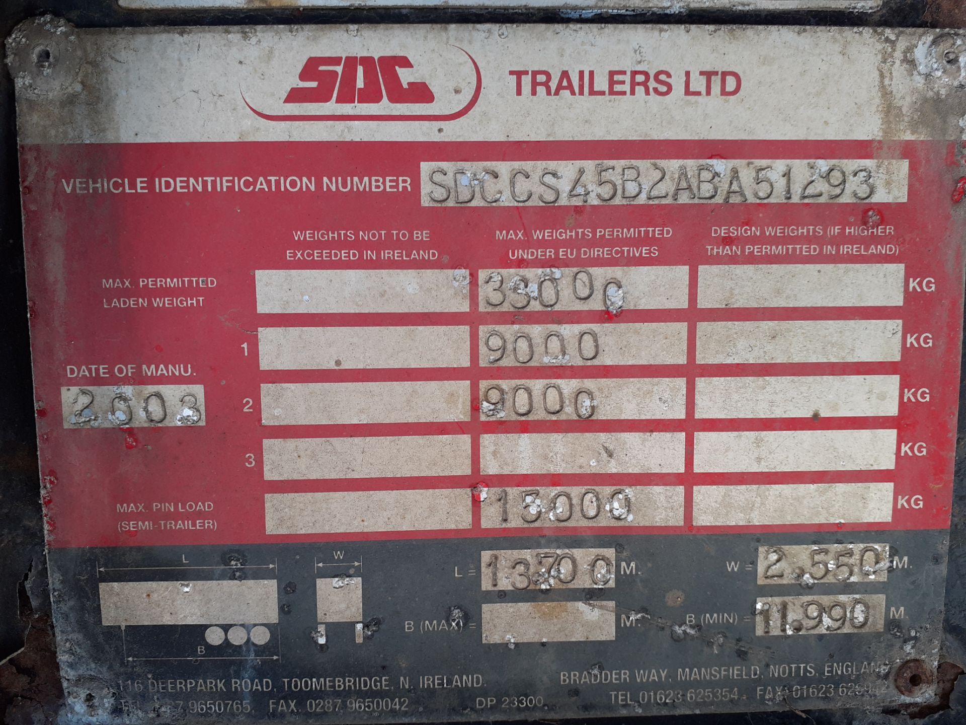 SDC Tandem Curtain Side Trailer - Image 9 of 11