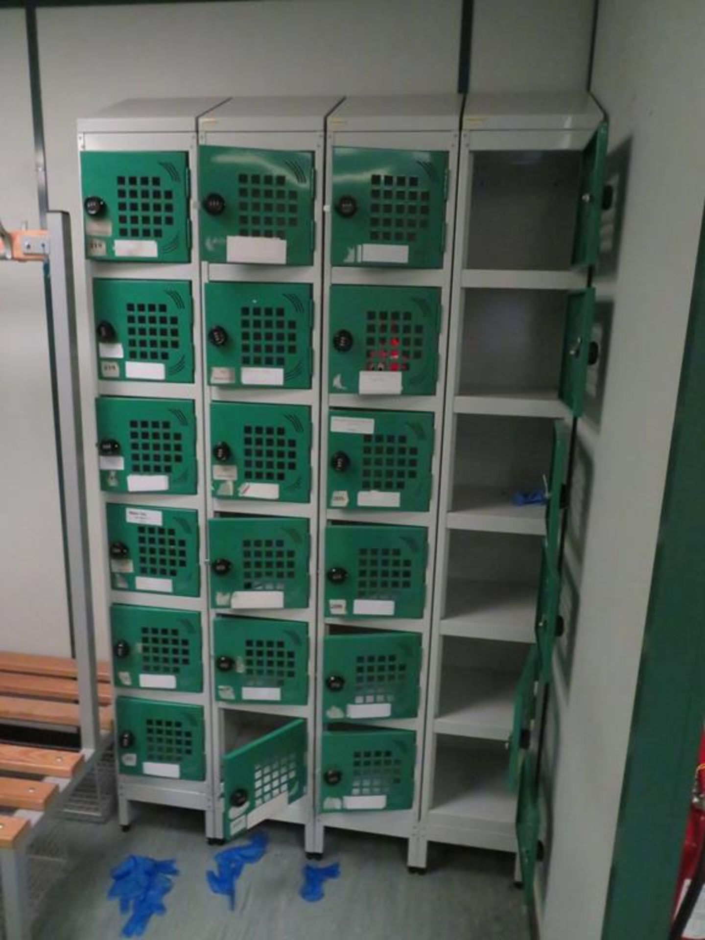 25 x Banks of 6 Lockers with combination locks etc