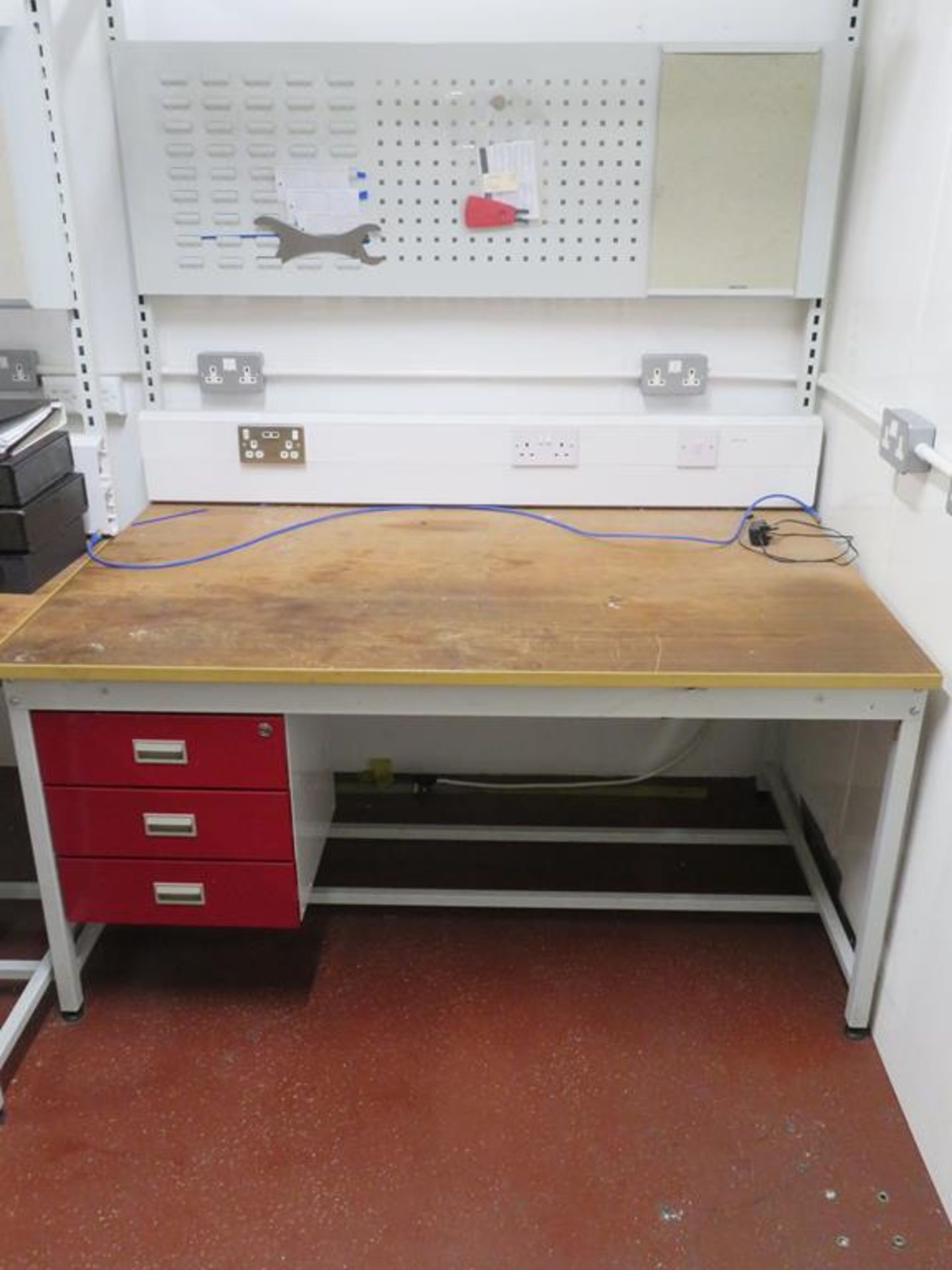 2 x Workshop Benches with Back & Plates and strip lights - Image 2 of 3