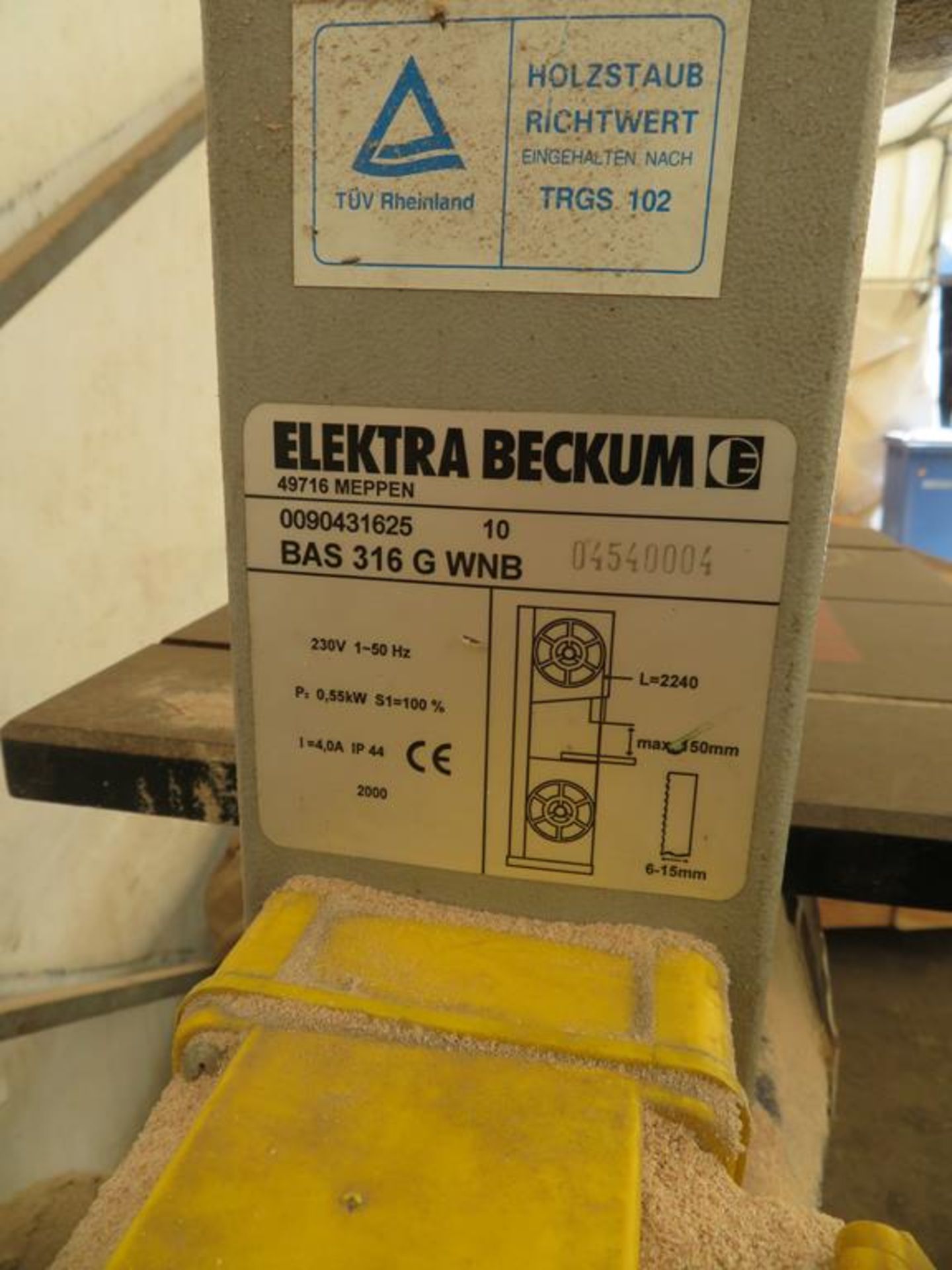 2000 Elektra Belkum Vertical Bandsaw - Image 2 of 2