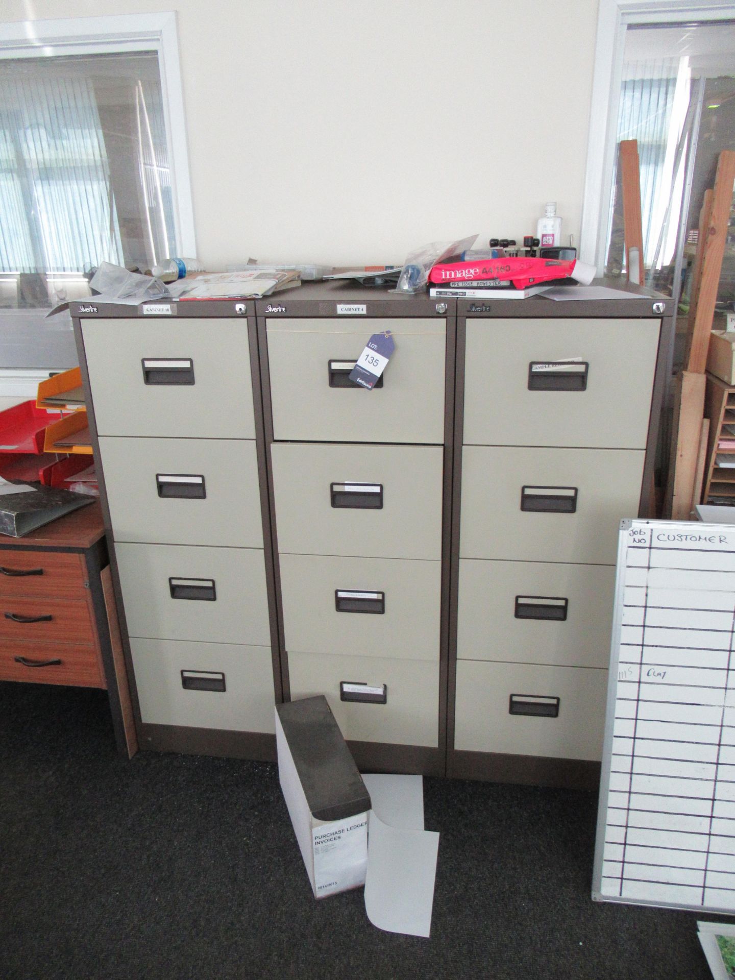 5 x four Drawer Metal Filing Cabinets Please Note Buyer to Remove