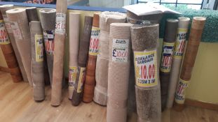 Quantity of Part Rolls of Various Lino’s and Carpet - Located Upstairs