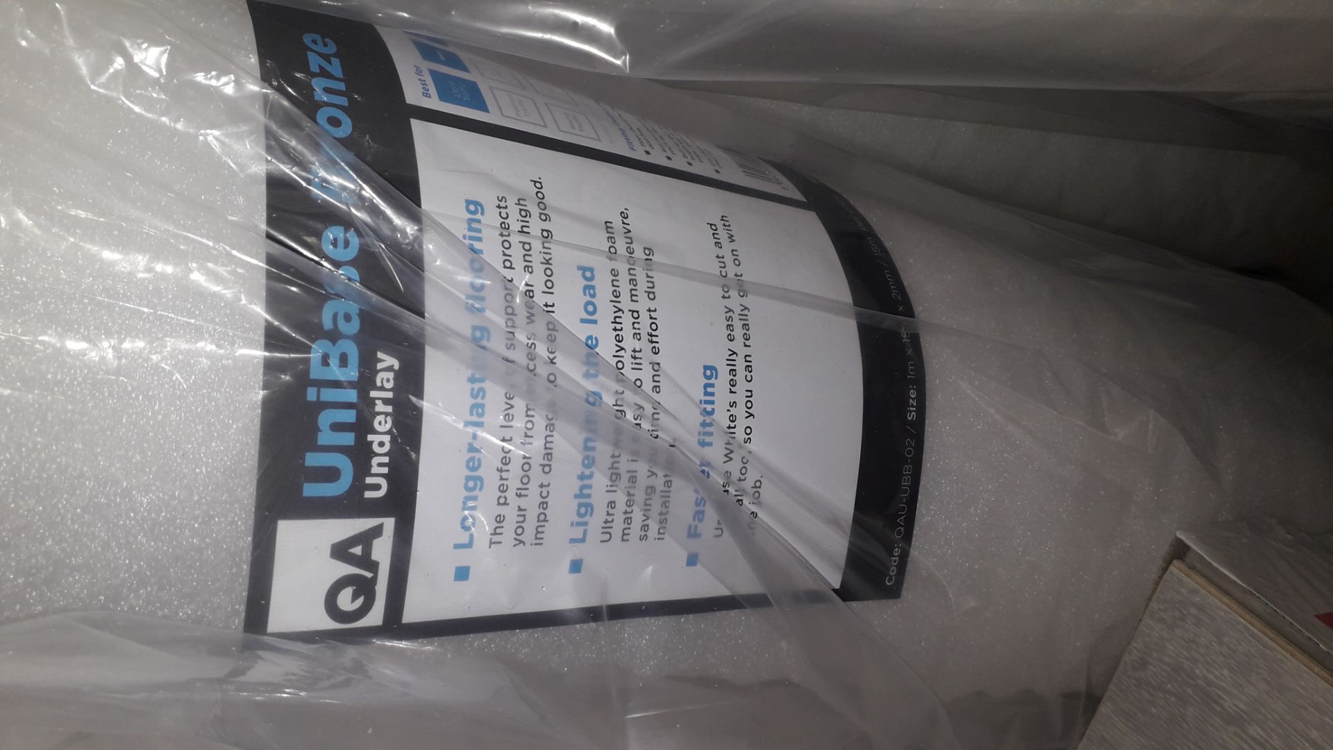 15 x Rolls of QA White Unibase Bronze Underlay Rp. £10 Per Roll - Image 2 of 2