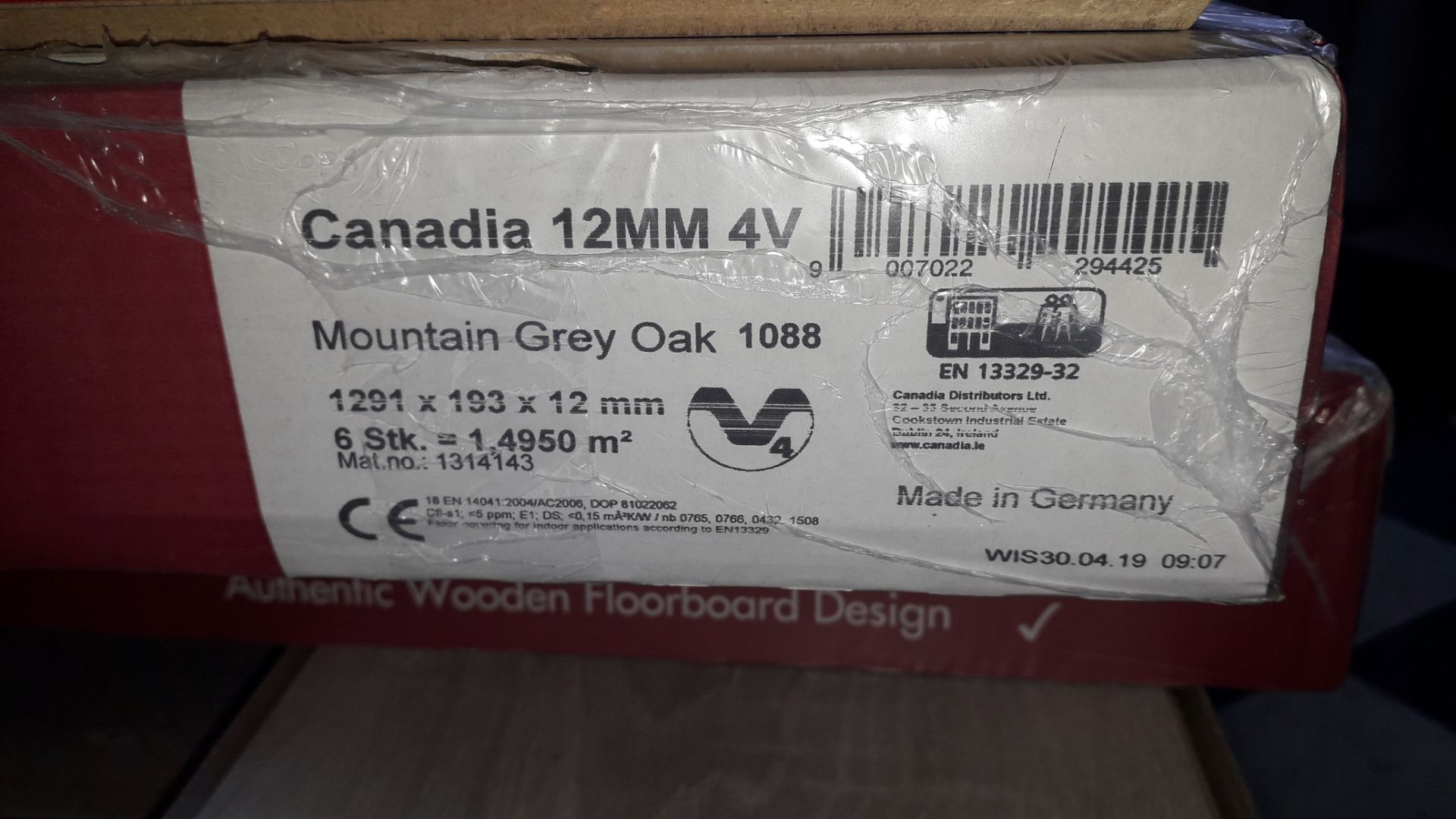 32 Packs of Canadia 12mm 4v Mountain Grey Oak Laminate Flooring – 1.4950m2 Per Pack – RP £22 per - Image 2 of 2