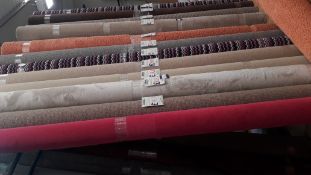 Approx. 35 Part Rolls of Various 3m and 4m Carpets – (Carpet Rack not included) Located Upstairs