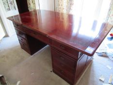 Large Rosewood Effect Office Desk with 2 Under Desk 3 Drawer Pedestals