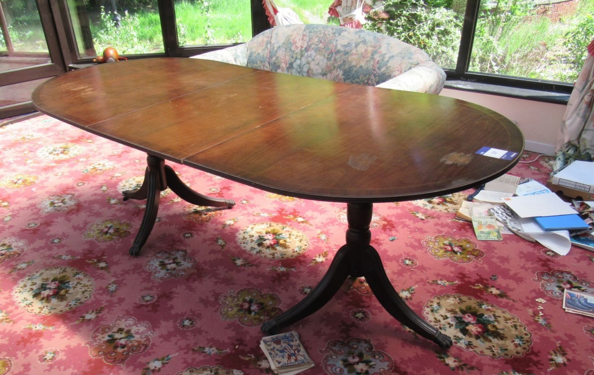 Dark Oak Effect Shaped Claw Foot Dining Room Table 2200 x 1000