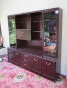 Rosewood Effect Multi Cupboard / Drawer Glazed Storage Unit