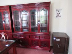 Rosewood Effect Oriental Themed Multi Cupboard / Drawer Display Cabinet 2060x1820x480mm