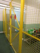 Cage panelling 5m x 2.55m inc door & 2 x Syspal stainless steel tables & shelf unit.