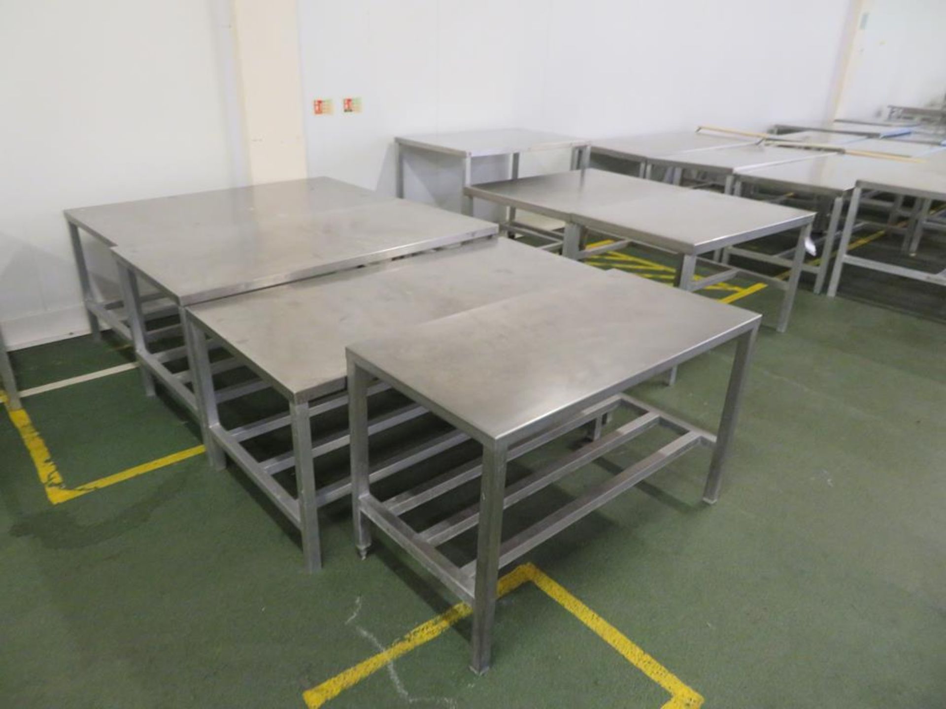 9 x Stainless Steel Topped Tables - 7 with Aluminium bases, one with Stainless Steel base & one with - Image 2 of 3