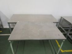 9 x Stainless Steel Topped Tables - 7 with Aluminium bases, one with Stainless Steel base & one with
