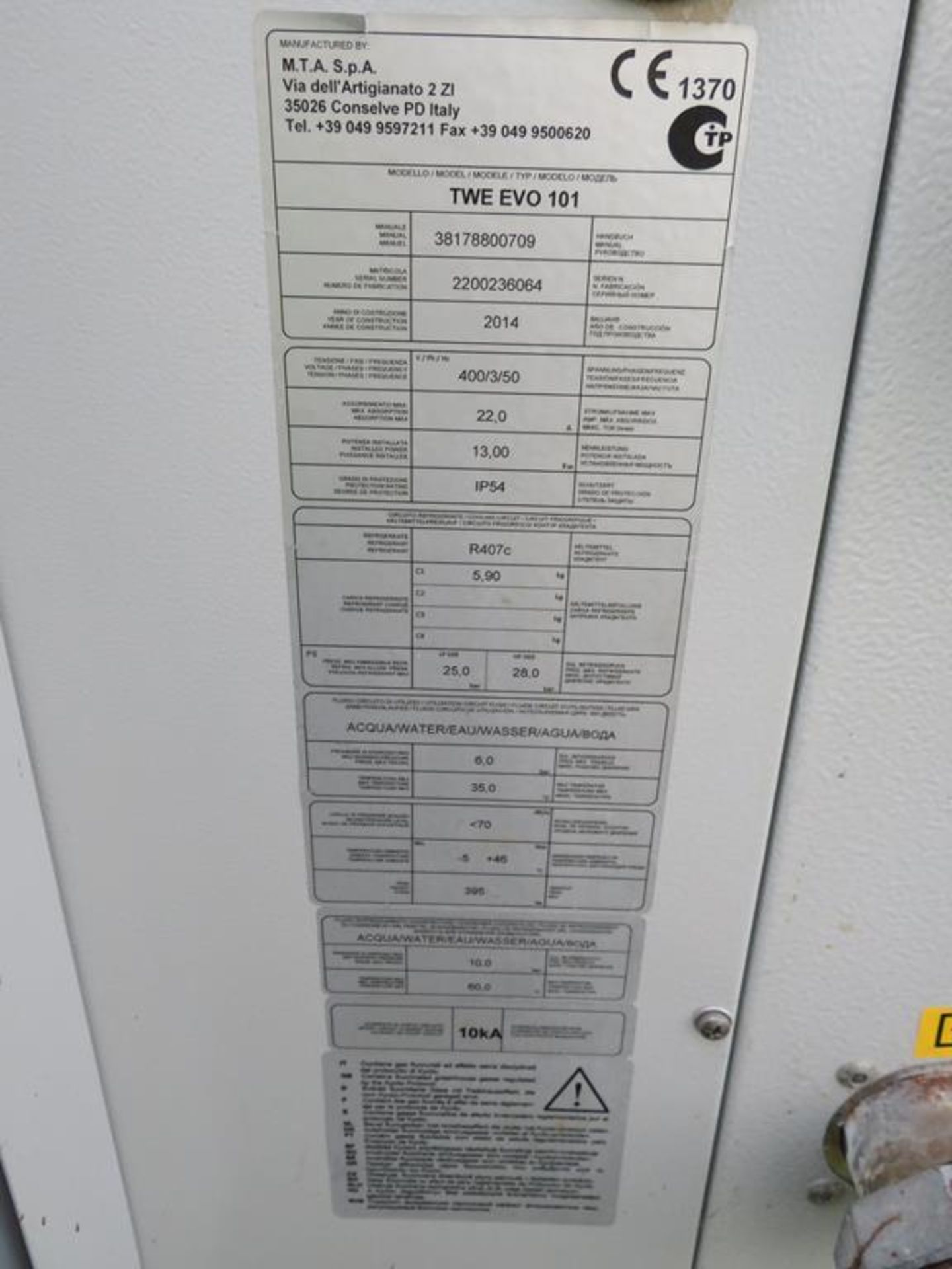 2014 TWE Evo 101 Water chiller - Image 3 of 5