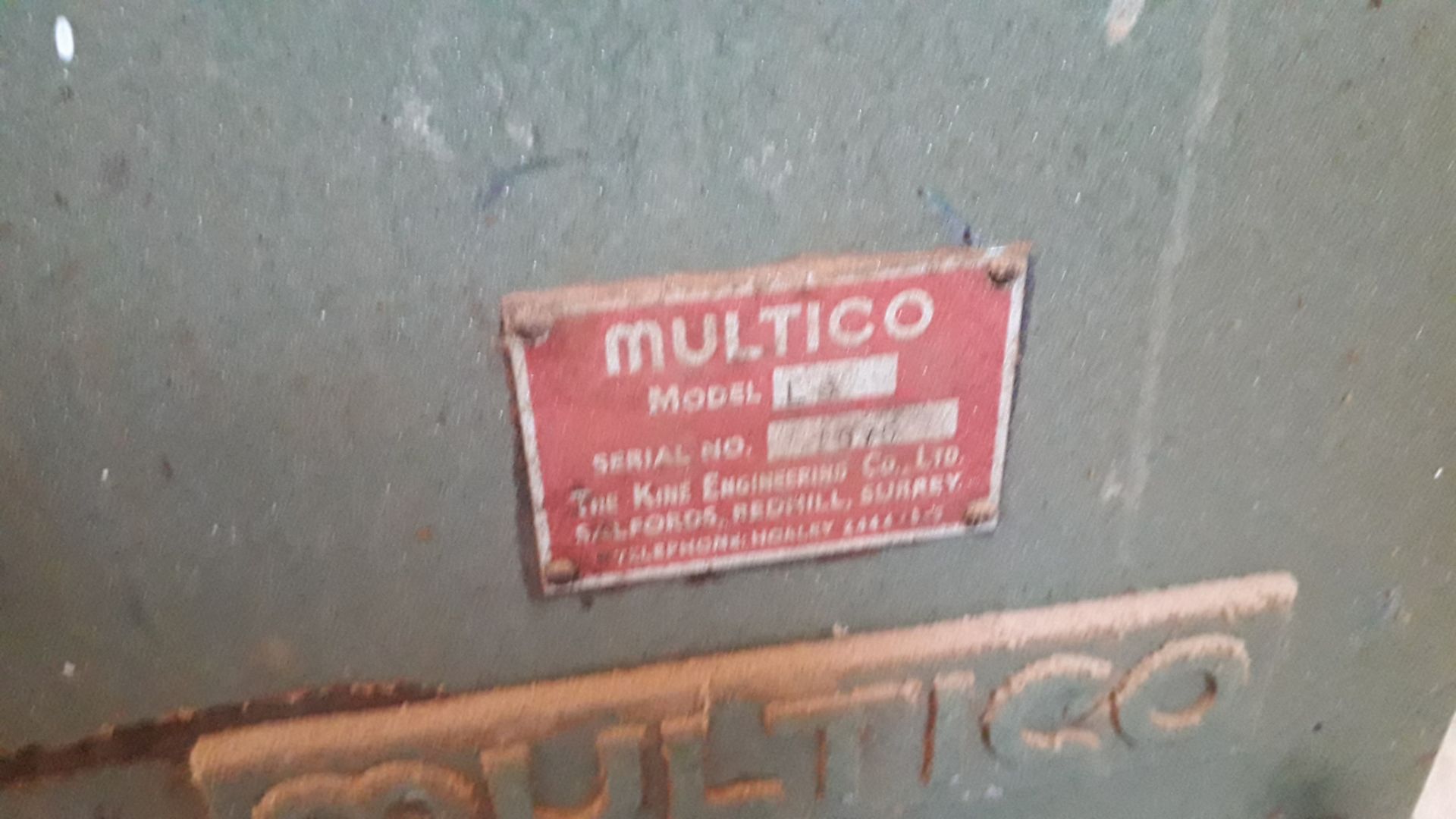 Multico L3 Surface Planer S/N 1975 (In need of rep - Image 3 of 3