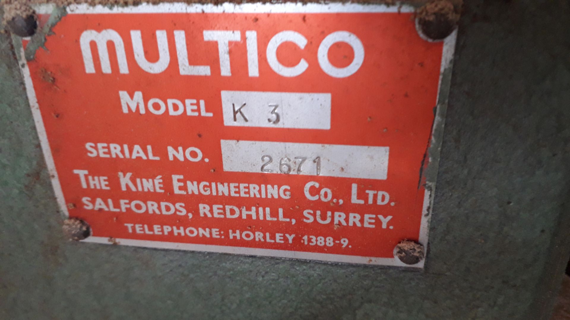 Multico K3 Morticer Serial Number 2671 (In need of - Image 3 of 3