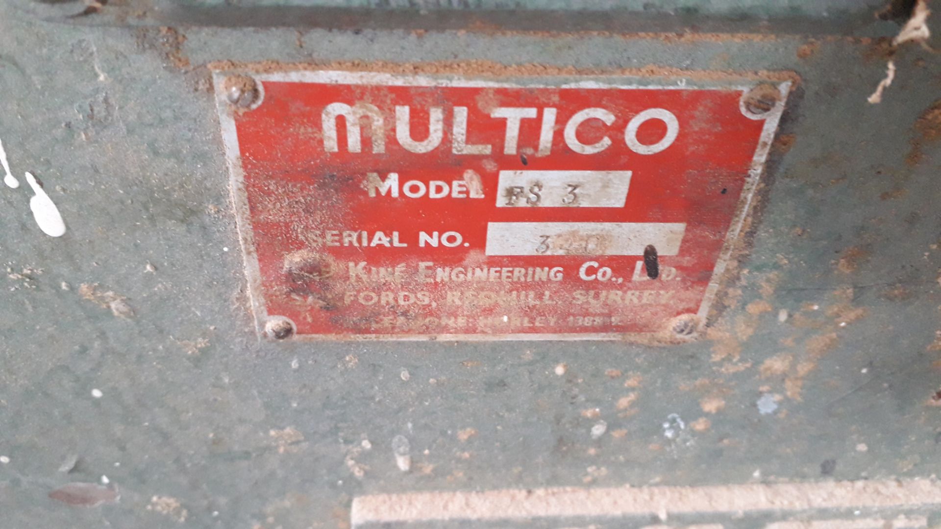 Multico FS3 Table Saw Serial Number 340 - Image 3 of 3