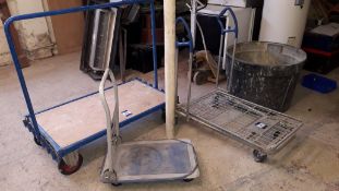 3 x Various Flat Bed Trolleys