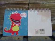 144 x BRAND NEW DINOSAUR DIE CUT NOTEPAD. RRP £1.99 EACH